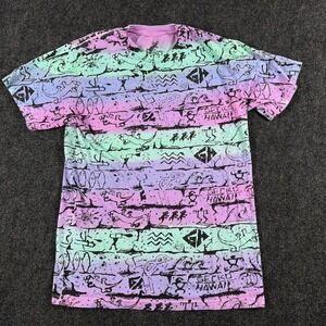 Gecko Hawaii T-Shirt All Over Print Retro Neon Pastel Tie Dye Size M Mens